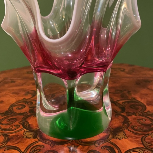 Vintage Bohemian crystal vase 3 tone - Picture 5 of 5